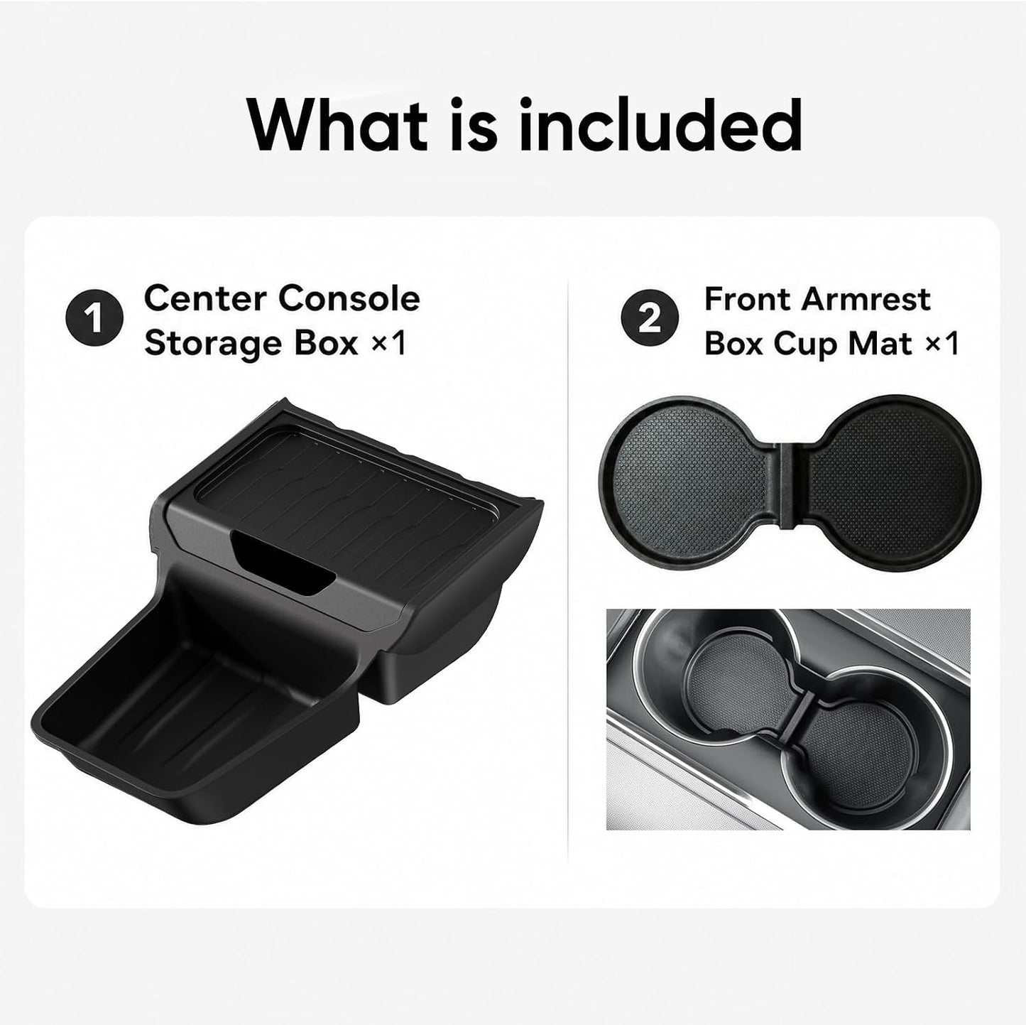 Center Console Organizer with Cup Holder for Tesla Model Y Juniper Standard Version 2025+,Insert Tray with Easy-Open Lid, Dual-Layer with Quick Access & Deep Storage, Easy Install & Removable