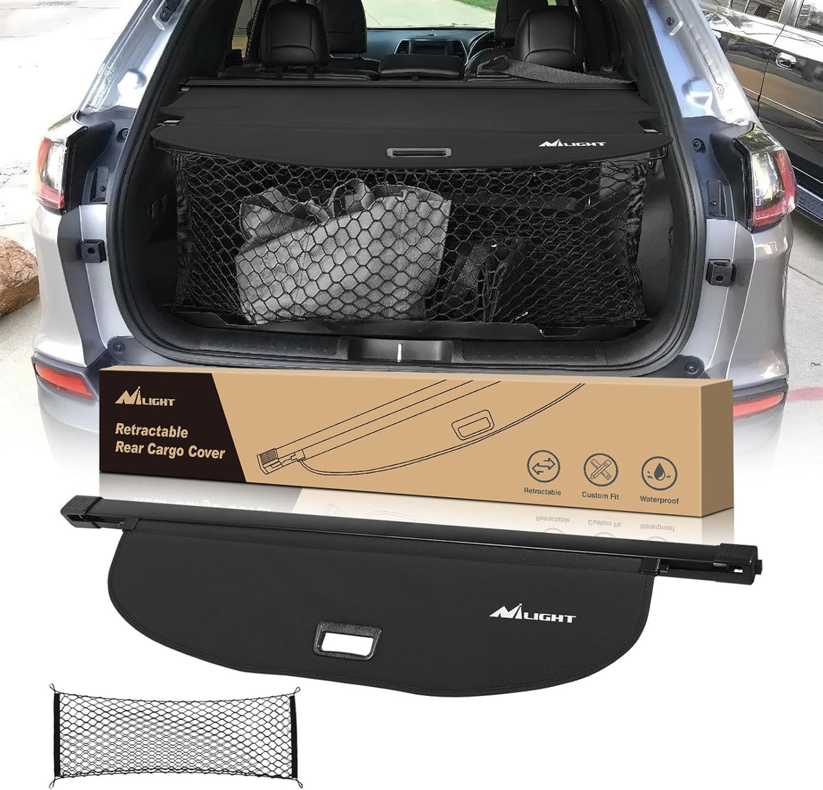 Nilight Trunk Cargo Cover for Jeep Cherokee 2019-2023