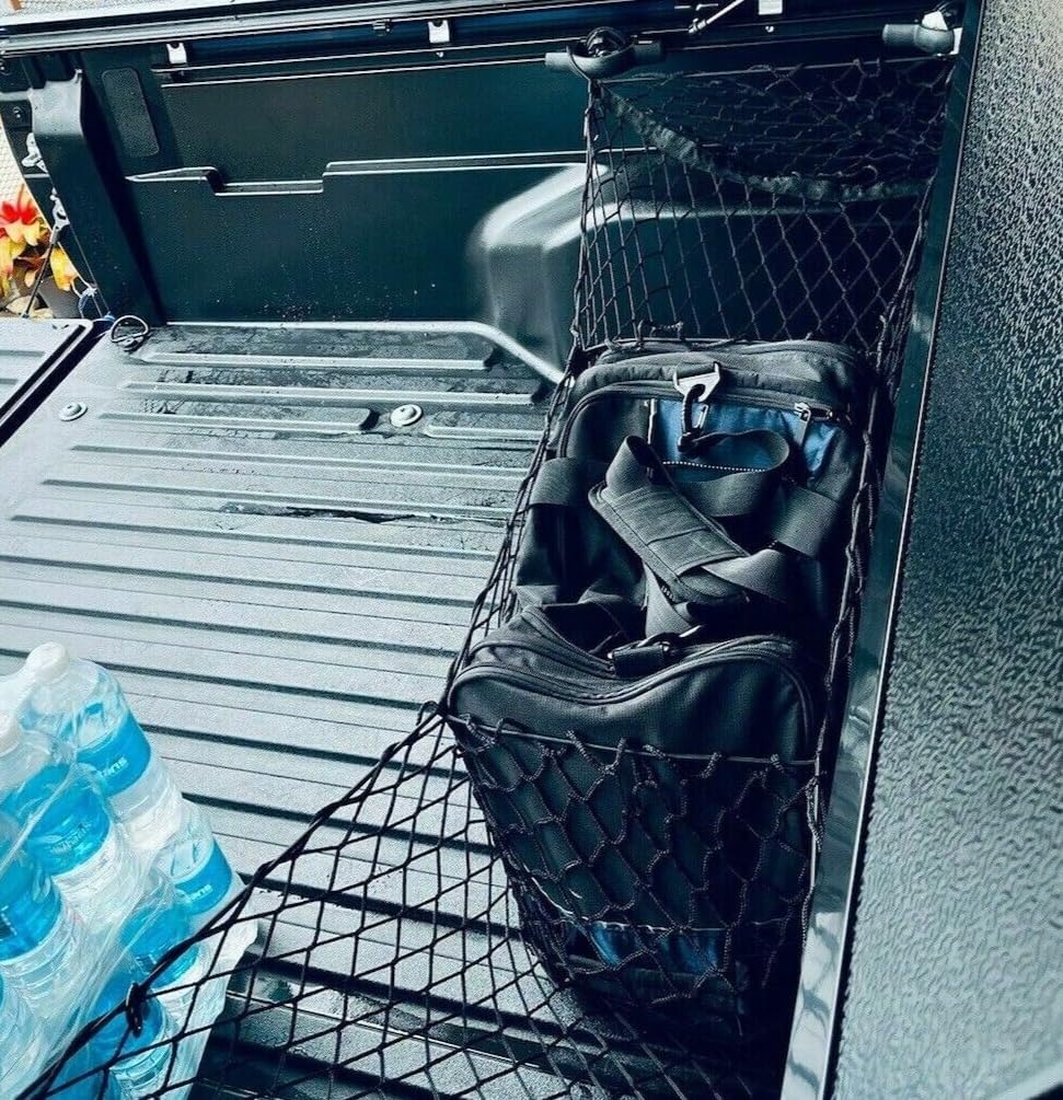 Trunk Bed 3 Pocket Cargo Net for Hyundai Santa Cruz 2022-2026 – Envelope Style Cargo Net for Pickup–Premium Mesh Car Trunk Organizer Vehicle Carrier Storage–Compatible with Santa Cruz