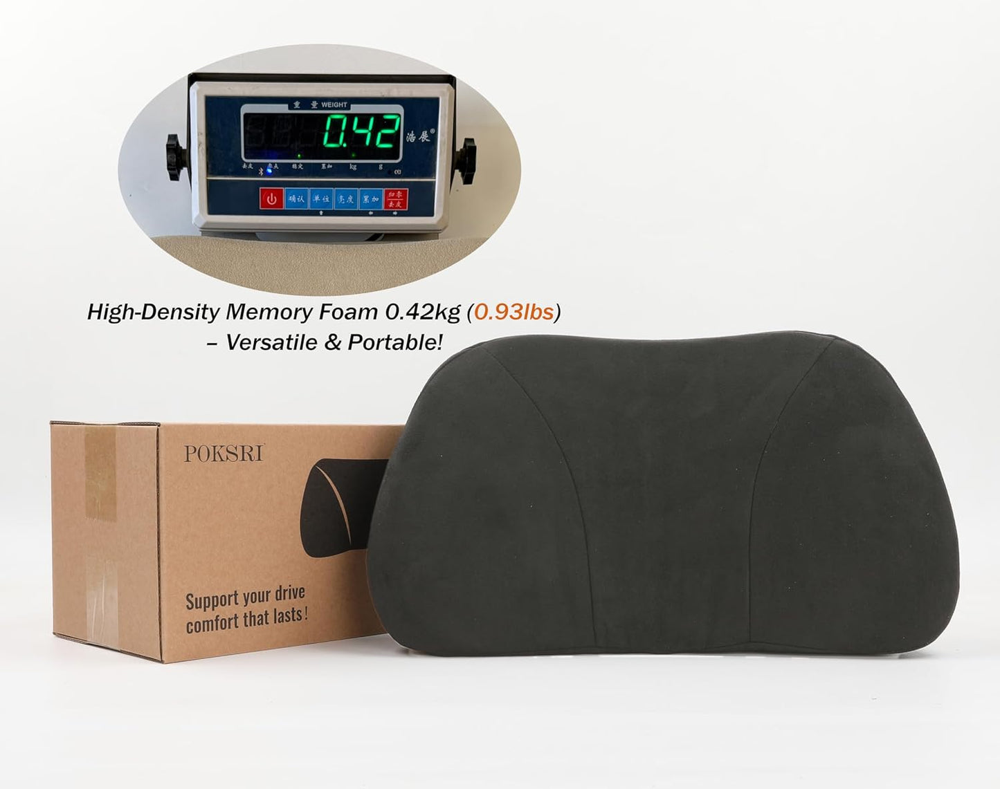 Lumbar Support Pillow,Back Pain Relief Cushion,fits tightly around the waist,Memory Foam,Skin-friendly Suede Fabric,fit Car Drive,Office chair,Rest seat,Improve Posture,Portable,15.5''Lx 8.7''H
