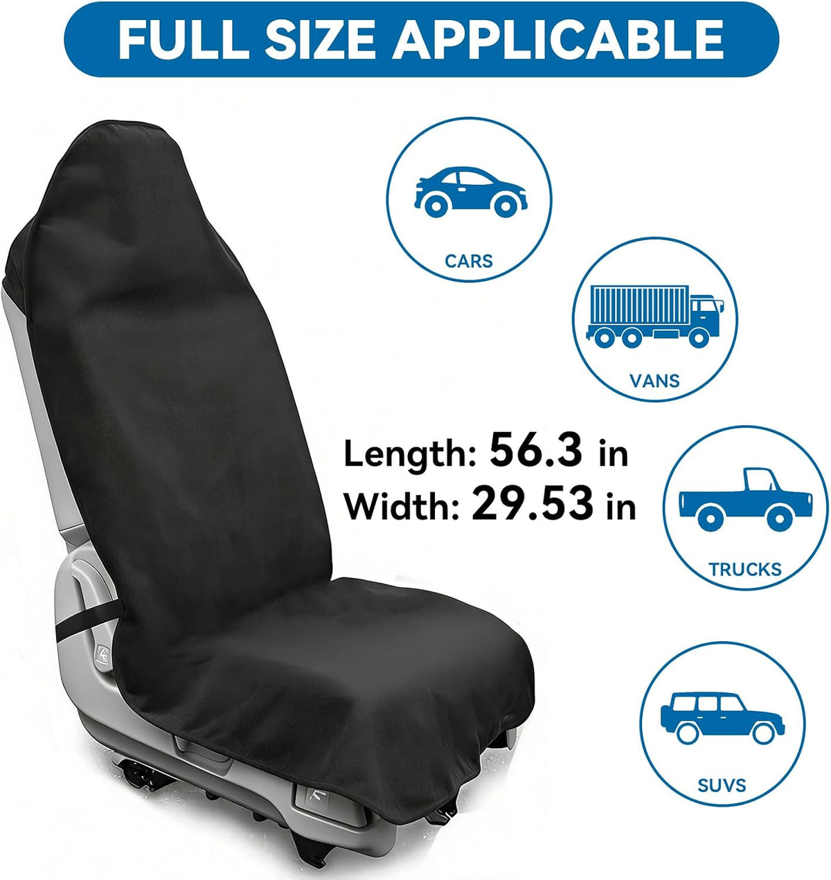 Waterproof Towel Car Seat Cover - Sweat-Wicking Post-Workout Seat Protector for Athletes, Gym, Yoga, Beach - Non-Slip, Machine Washable, Universal Fit Front Seat Mat