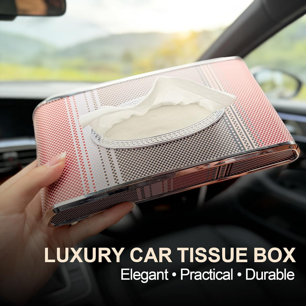 Car Tissue Holder, Flat Tissue Box for Car, Napkin Organizer