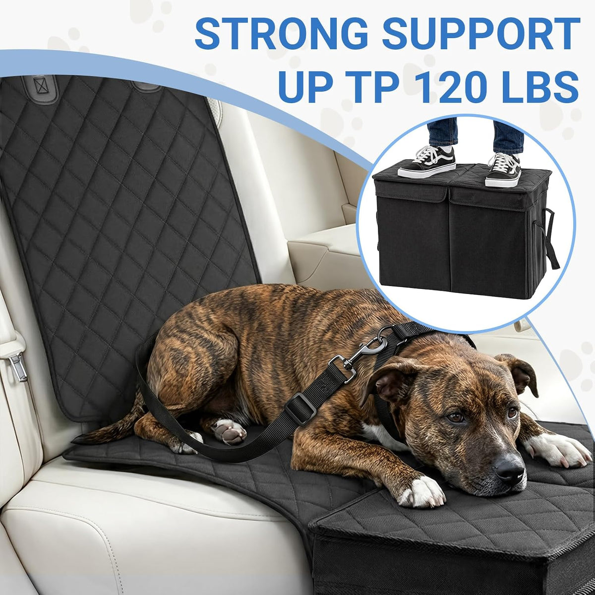 Dog Car Seat Extender with Seat Cover, Front & Back Seat Extender with Storage, Car Organizer for Large Dogs up to 120lbs