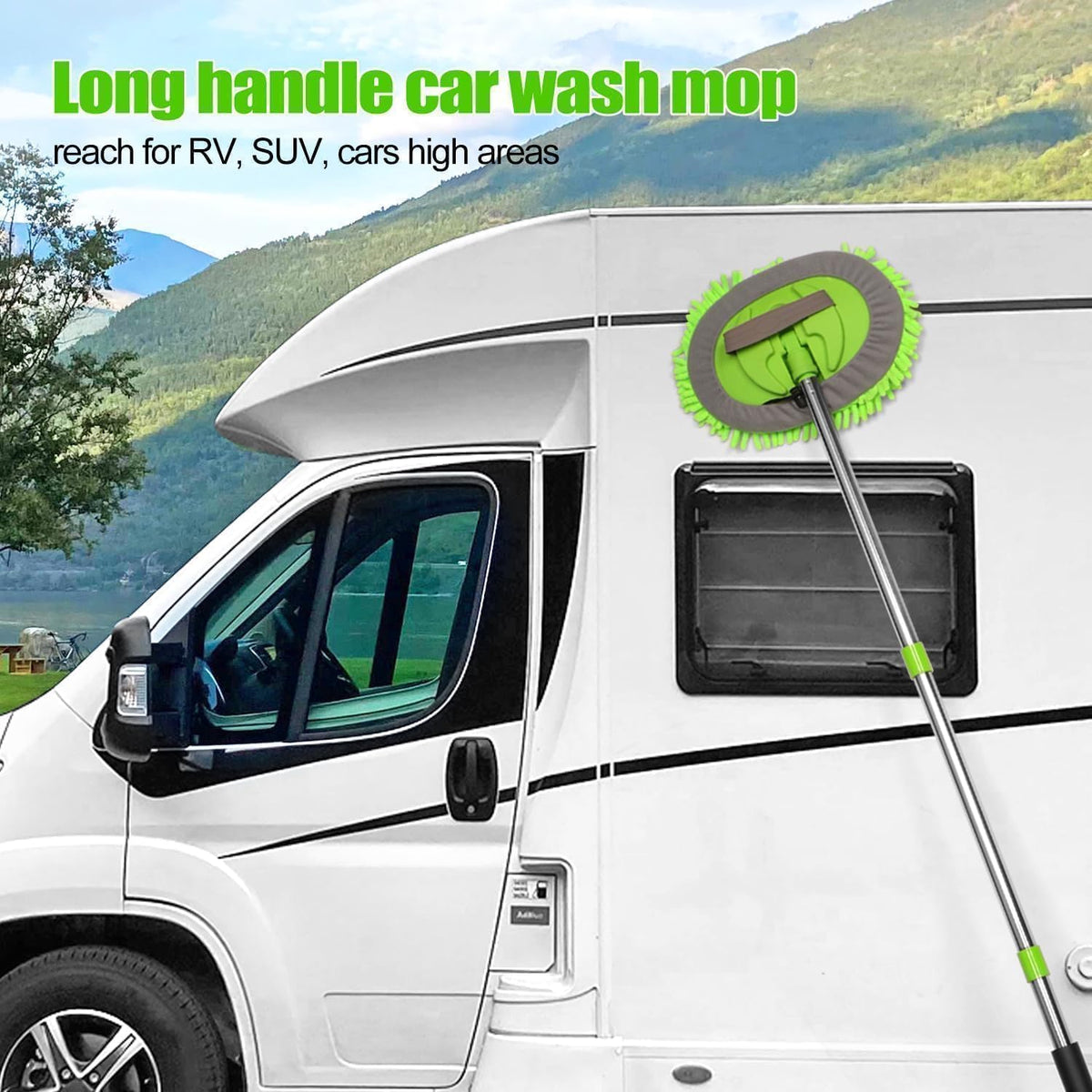 HITJOY 62'' Car Wash Brush with Long Handle, 3Pcs Car Wash Kits