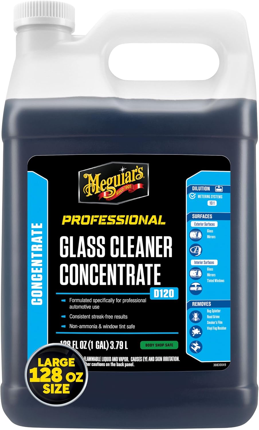 Meguiar’s Professional Glass Cleaner Concentrate, Car Glass Cleaner, Professional-Strength Formula For Streak-Free, Residue-Free, Use On Auto Glass, Windows And Mirrors - 1 Gallon Auto Glass Cleaner
