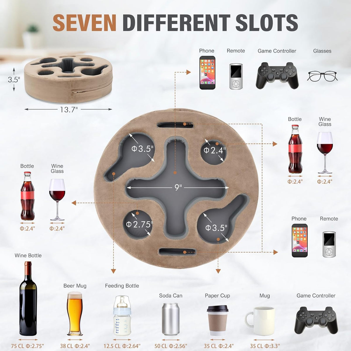 INNO STAGE Couch Cup Holder Pillow Sofa Caddy Buddy
