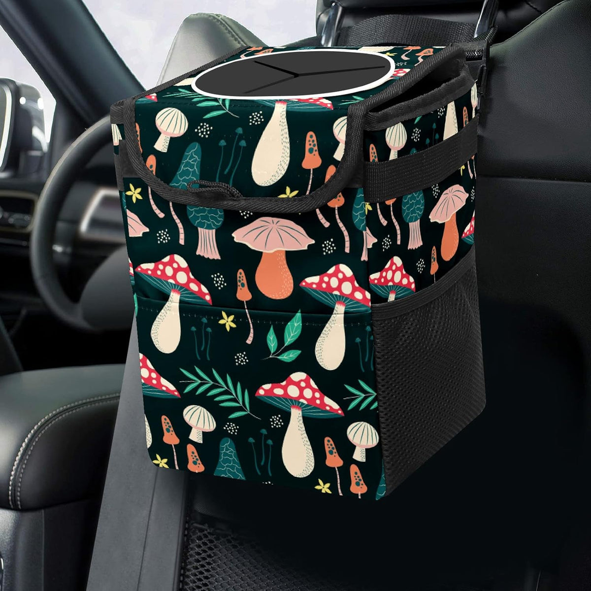 Car Trash Can – Multi-Purpose, Lightweight and Portable with Durable Water-Resistant Coating, No Installation Required, Practical and Ample Capacity, Variety of Colors.Mushroom