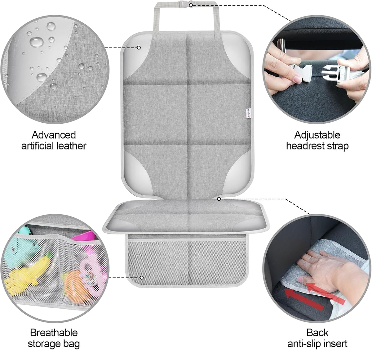 Meolsaek Car Seat Protector for Child Car Seat，Non-Slip Backing No Imprints