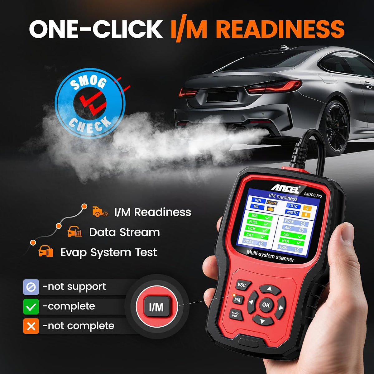 ANCEL BM700 PRO Fit for BMW Scanner - Battery Registration Tool, Code Reader for BMW/Mini/RR, Advanced OBD2 Scanner Auto V-I-N, Full System Diagnostic for BMW Scan Tool with All Reset Services (Red)