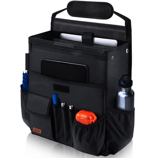 Smof Car Organizer for Front Seat - Hanging Car Seat Storage Organizer for Office/Kids/Truck,Multiple Pockets Car Seat Organizer with Separately Pokect for Laptop, Cup Holde & Travel Accessories
