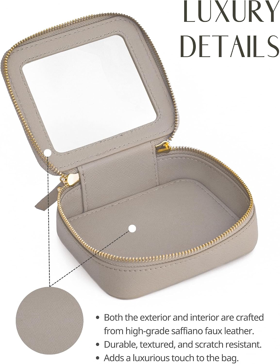 Popvibe Clear Makeup Bag Travel Cosmetic Case Toiletry Bag with Zipper Make Up Organizer Traveling Compact Car Bag Stone Mini