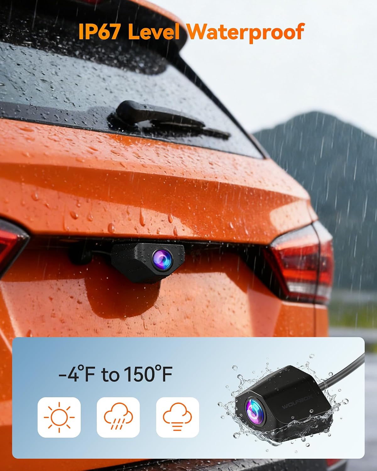 WOLFBOX 2.5K HDR IP67 Rear Camera, 21.3ft Threaded 6-Pin, G900 PRO/TriPro