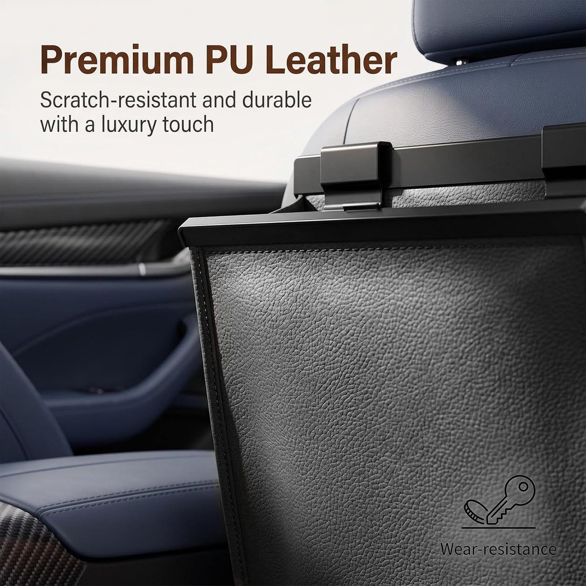 Magnetic Car Trash Can, Leakproof PU Leather Car Garbage Bin, Waterproof Vehicle Waste Basket, Foldable Multi‑Purpose Car Storage Organizer, Universal for Car Truck SUV Van (Black)