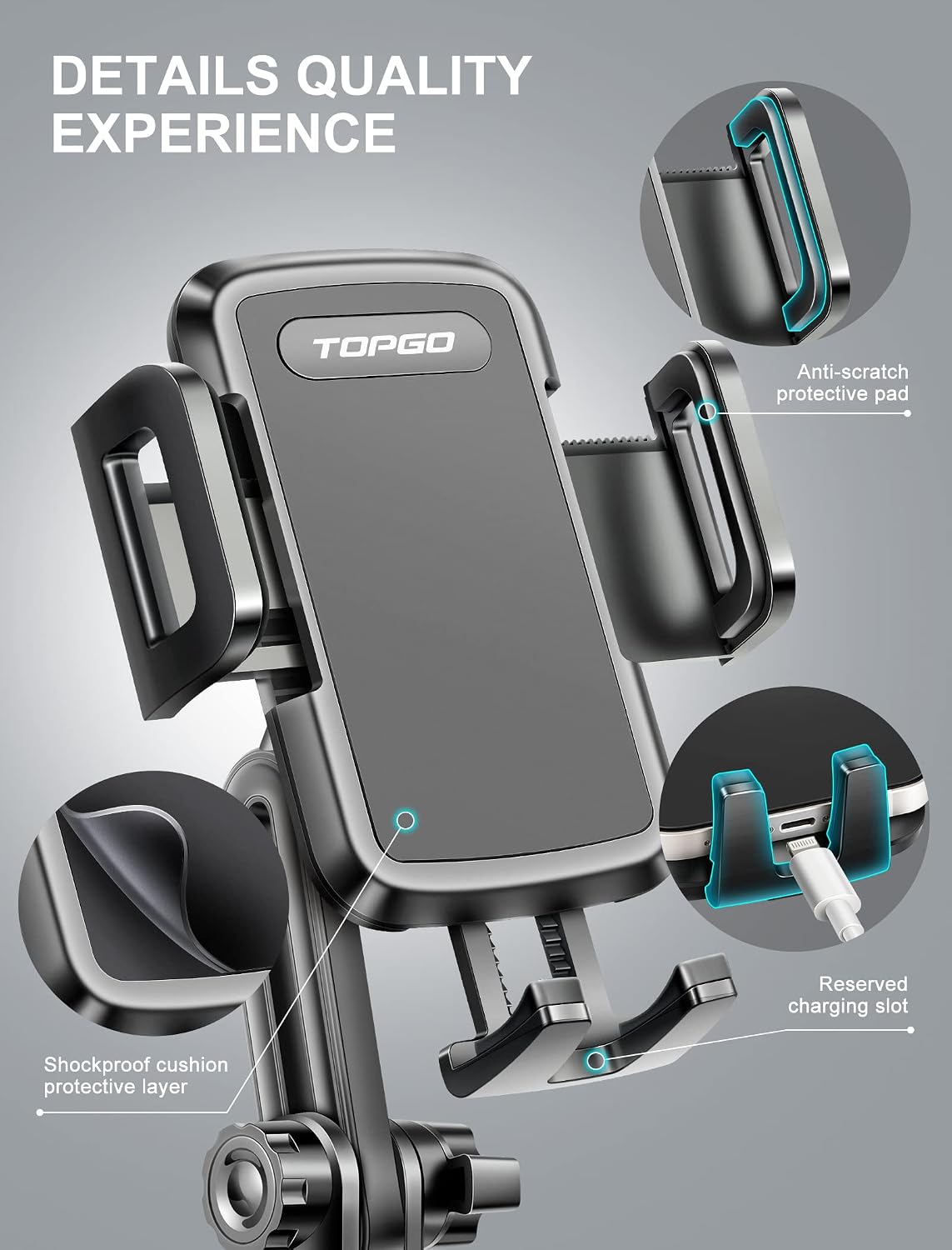 Cup Holder Phone Mount, [No Shaking & Height-Adjustable Pole] Cup Phone Holder for Car, Cell Phone Cradle for iPhone iPhone14, Samsung and More Smart Phone(Black)