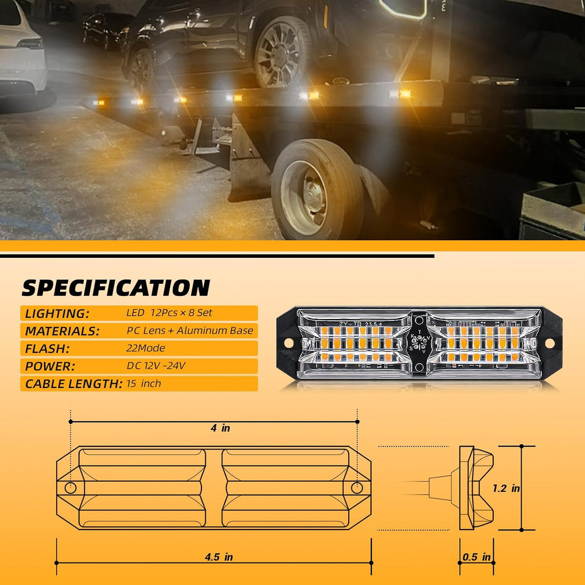 8-pcs Purple Funeral Escort LED Emergency Flashing Strobe Lights, Sync Feature Surface-Mount Beacon Hazard Light for Vehicles, Trucks, and Cars