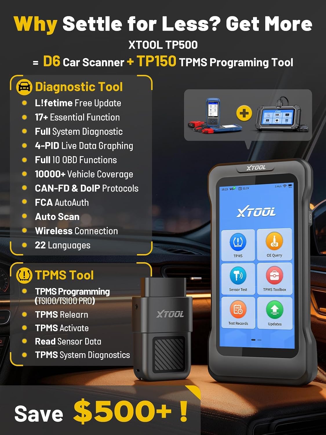 XTOOL TP500 TPMS Programming Tool, Full System OBD2 Scanner Diagnostic Tool