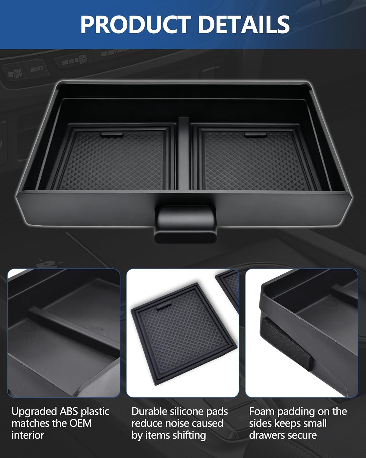 Center Console Organizer Tray for Honda Pilot 2016-2022/ Ridgeline 2017-2026/ Passport 2019-2025, Drawer Storage Box Insert, Hidden Cubby Organizer, Only Fit Models with Cubby