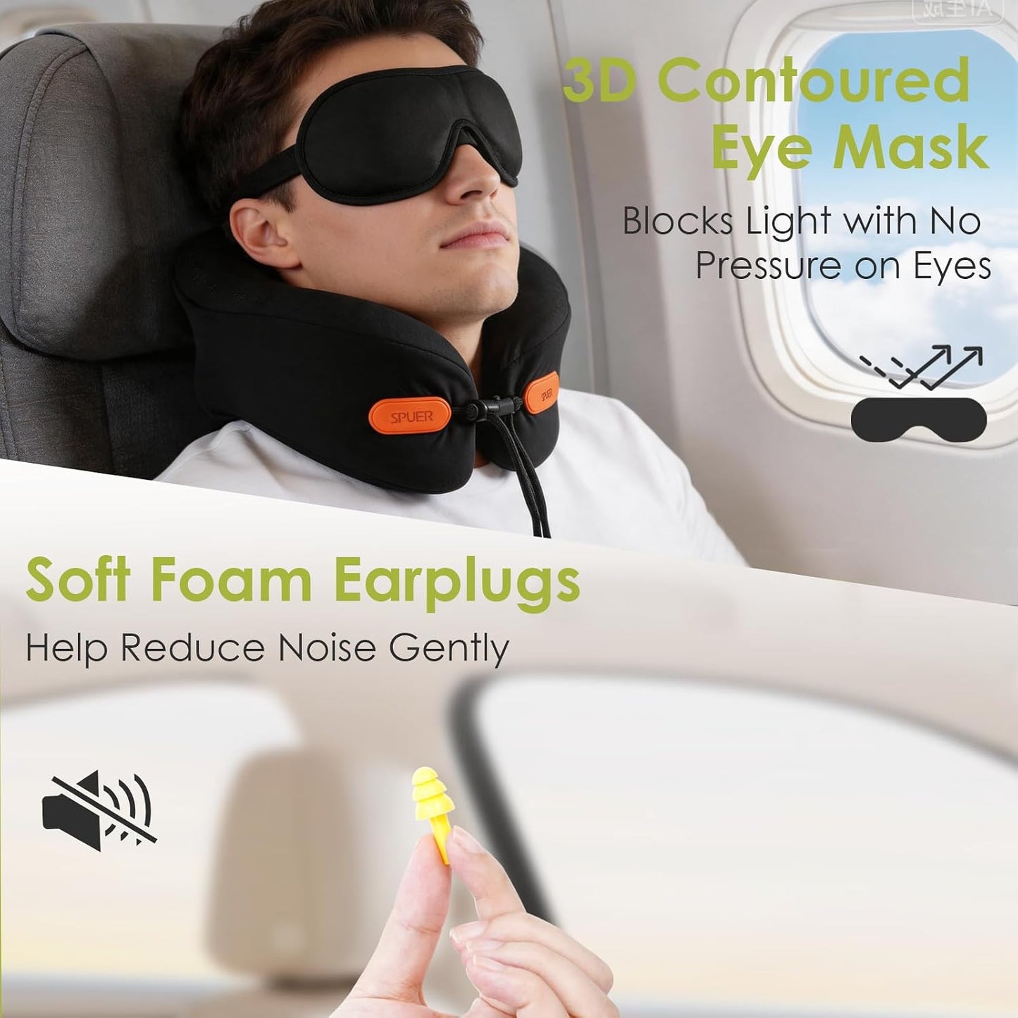 Premium Travel Pillow for Airplanes, Ergonomic Neck Pillow for Long Flights | 100% Pure Memory Foam Travel Neck Pillow with 360° Neck & Chin Support, U-Shaped Airplane Pillow, Petal-Shaped Support
