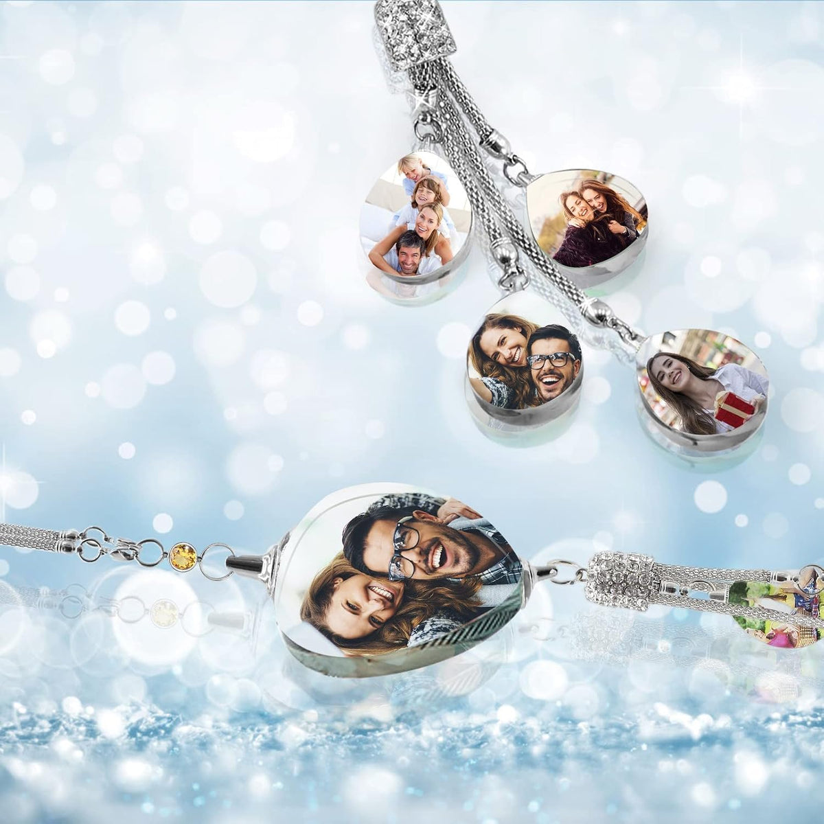 Personalized Photo Crystal Pendant for Car Home Hanging Ornaments Custom Picture Crystal Car Rearview Mirror Hanging Accessories Decor - Dimond