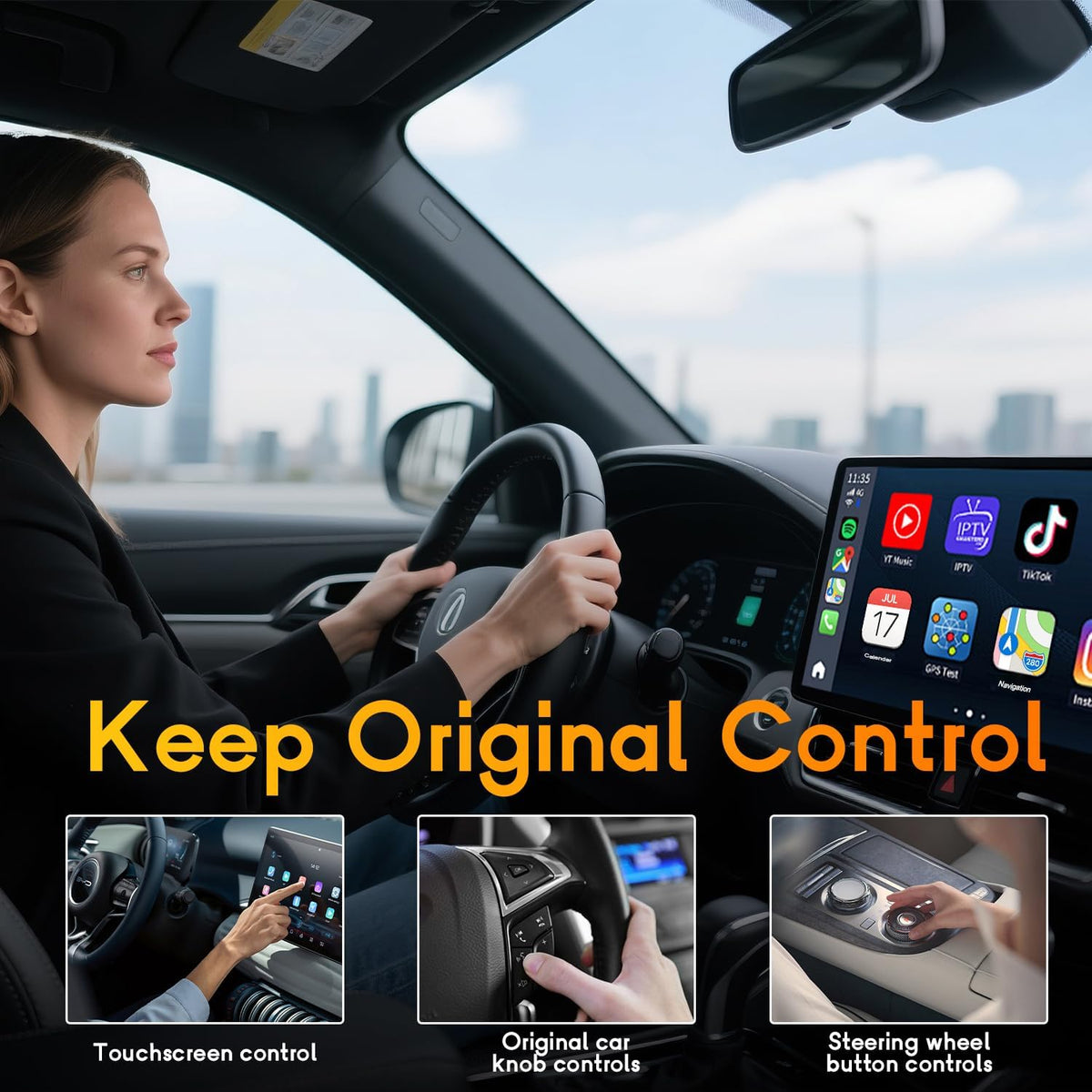 Wireless Adapter,USB Dongle Converts Compatible with CarPlay&Android Auto
