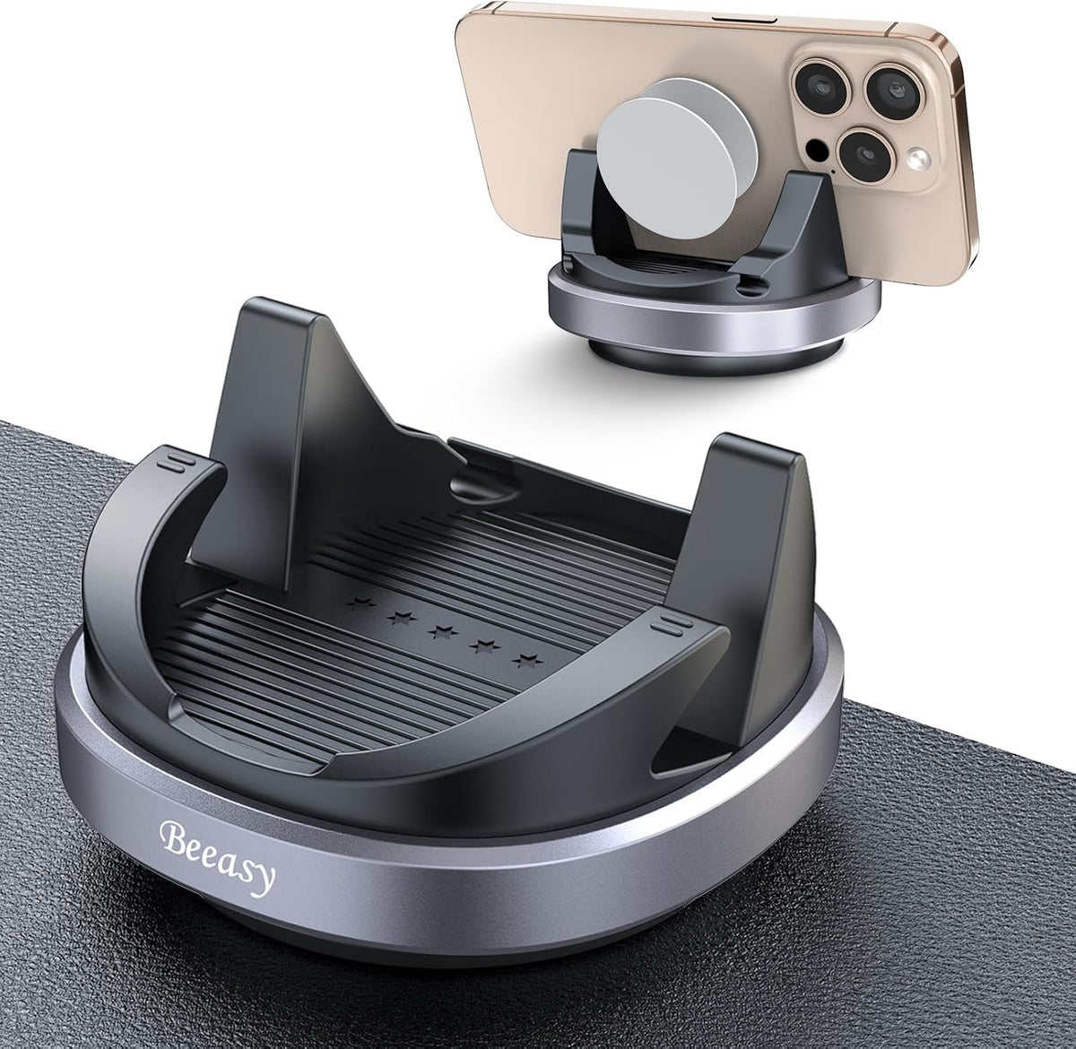 Beeasy Car Phone Holder Mount, 360° Rotation Dashboard Phone Holder, Washable Nano Gel & Silicone Anti-Slip Car Mount for iPhone 17/16/15/14, Samsung, Google Pixel, All Smartphones & GPS