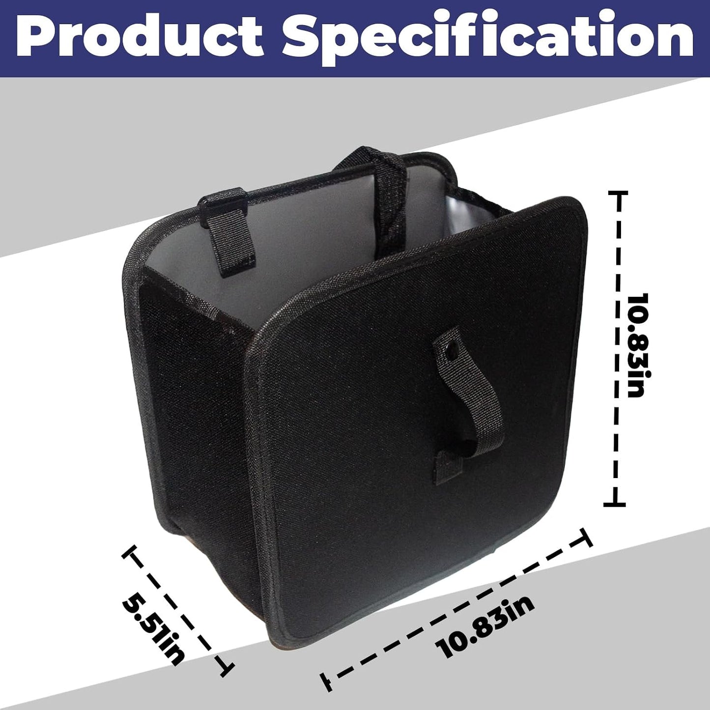 BFXM Car Trash Can, 2.8 Gallons Foldable Car Garbage Can, Collapsible Hanging Car Trash Bin for Car Seat, Leakproof Garbage Bags, Car Interior Accessories