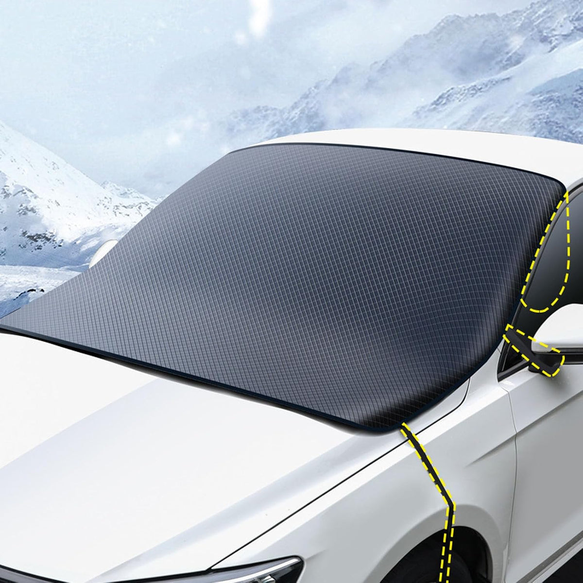 360 All-Weather Windshield Ice Cover, Car Windshield Cover for Ice and Snow, Waterproof, Side Mirror Protector, Fits for Most Standard Cars & SUV (Large)
