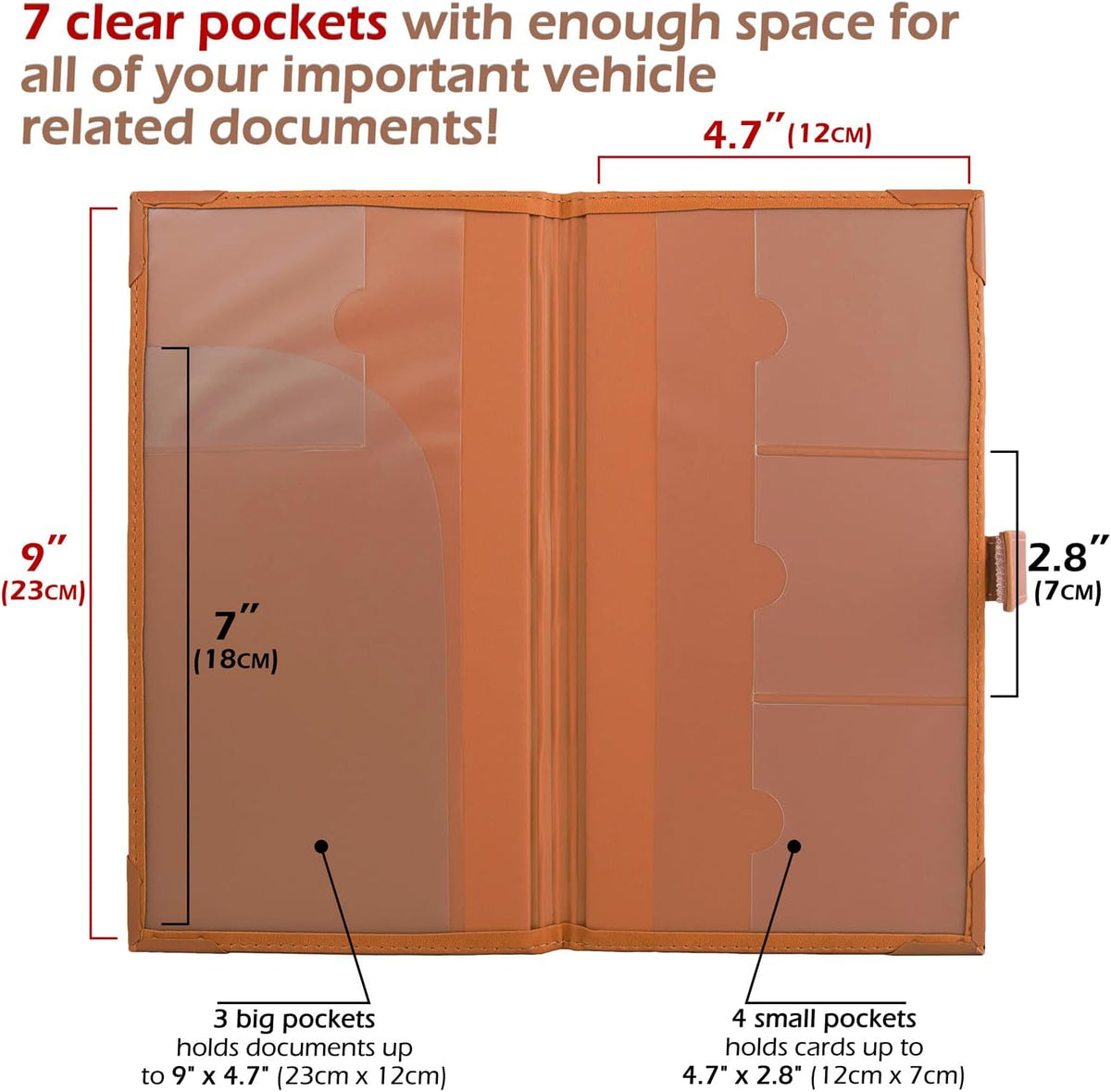 PlusXpres Registration and Insurance Card Holder - Car Organizer - Orange