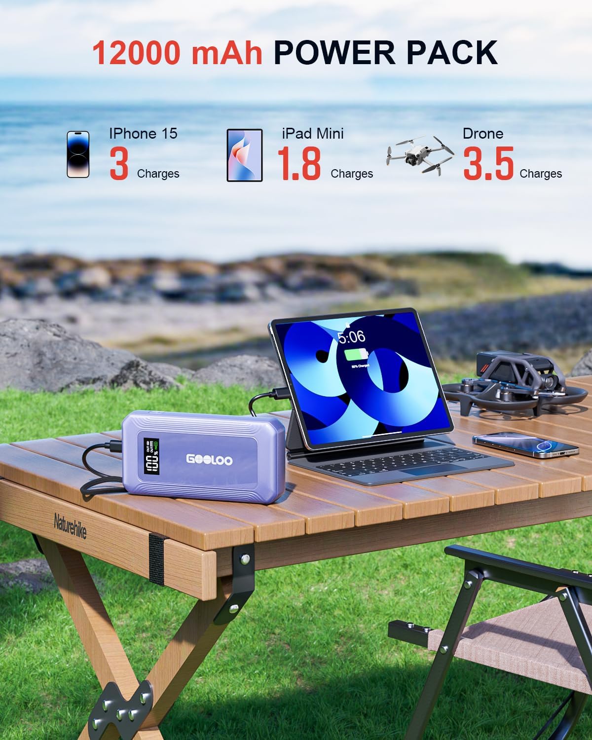GOOLOO G7 3000A 12V Lithium Jump Starter Booster Pack with Built-in Cable