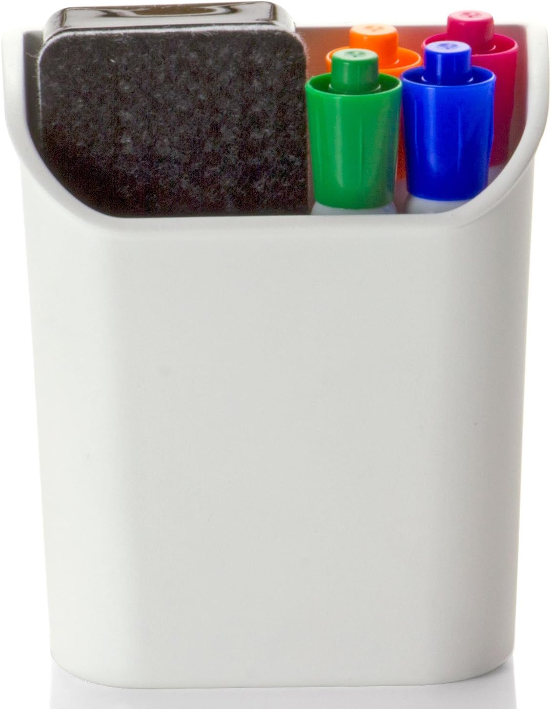 Officemate Magnetic Pencil Cup, Heavy-Duty Pen and Pencil Holder, Wall or Cubicle Mount Organizer, 2.05 x 4.07 x 4.72-Inches, White