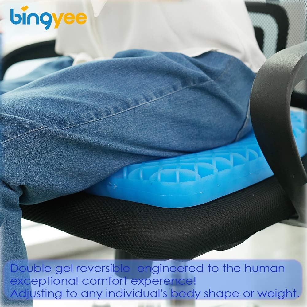 Gel Seat Cushion 1.8 Inch Thick Seating Pad Orthopedic Chair Cushions for Pressure Relief Gel Pads for Office Chair, Car, Home, Wheelchair, Kayak Cushion, Stadium Cushion