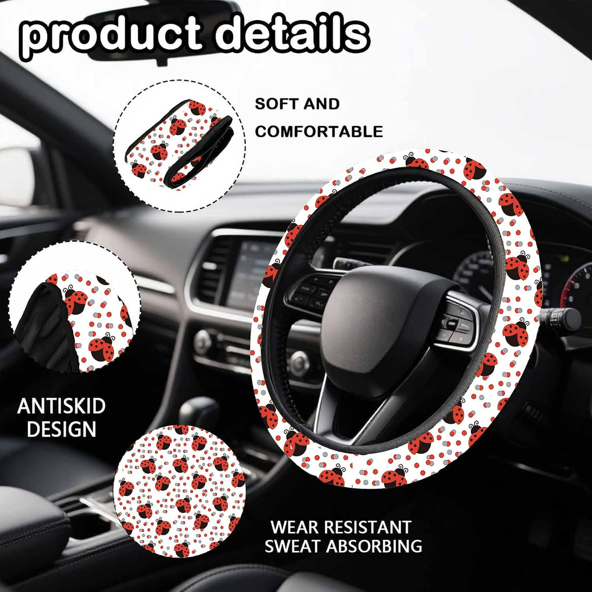 Wolf Steering Wheel Cover 15 Inch Universal Neoprene Steering Cover