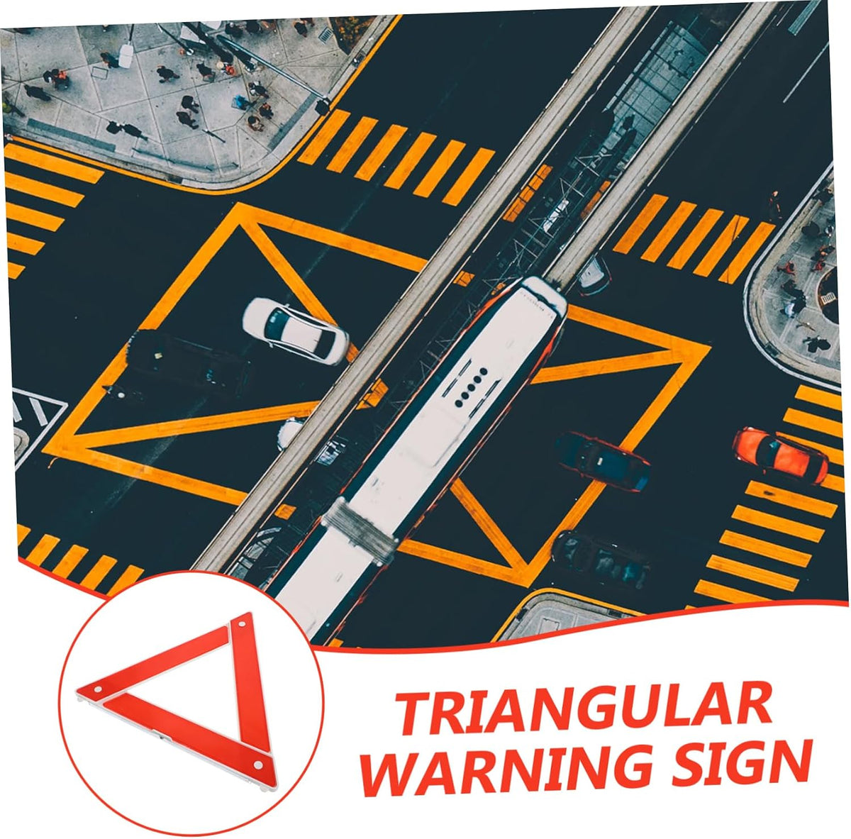 Warning Triangle for Vehicles Portable Red Plastic Metal Roadside Safety