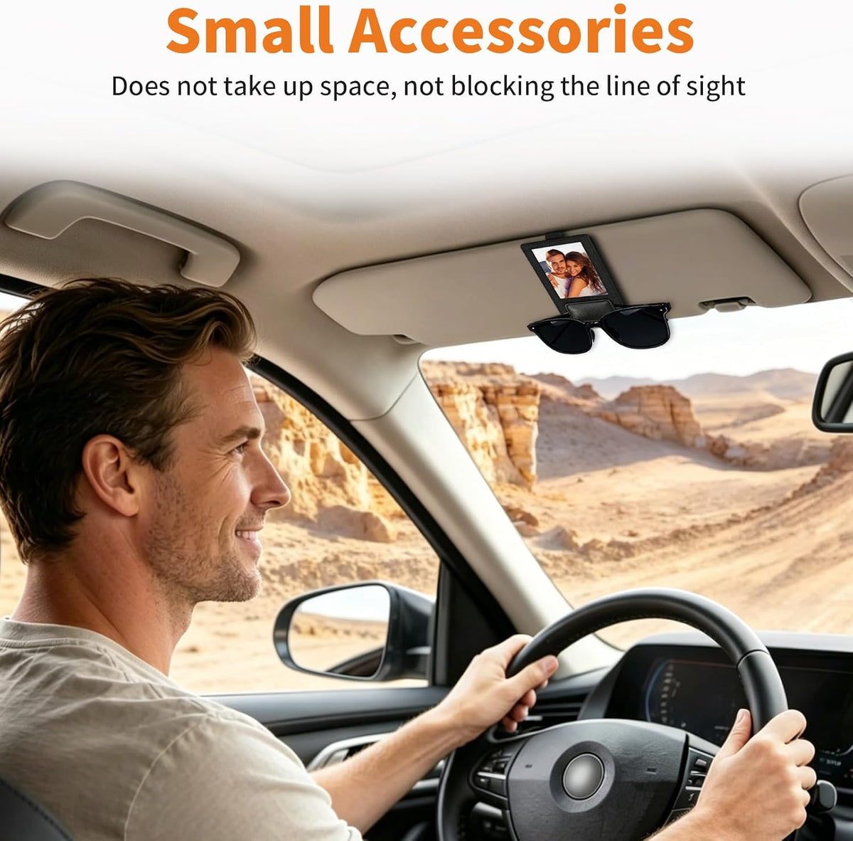 2-In-1 Magnetic Visor Clip Leather Sunglasses Id Holder Car Truck Accessory