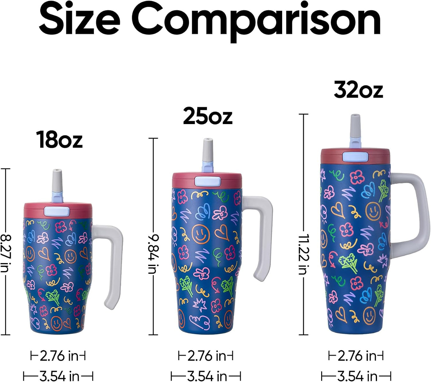 Fijinhom 32 oz Tumbler with Handle, 304 Stainless Steel Insulated Water Bottle Keeps Cold 24 Hours, Water tumbler with flip straw, Insulated Coffee Mug, Travel Cup for Sports &amp; Gifts, Red