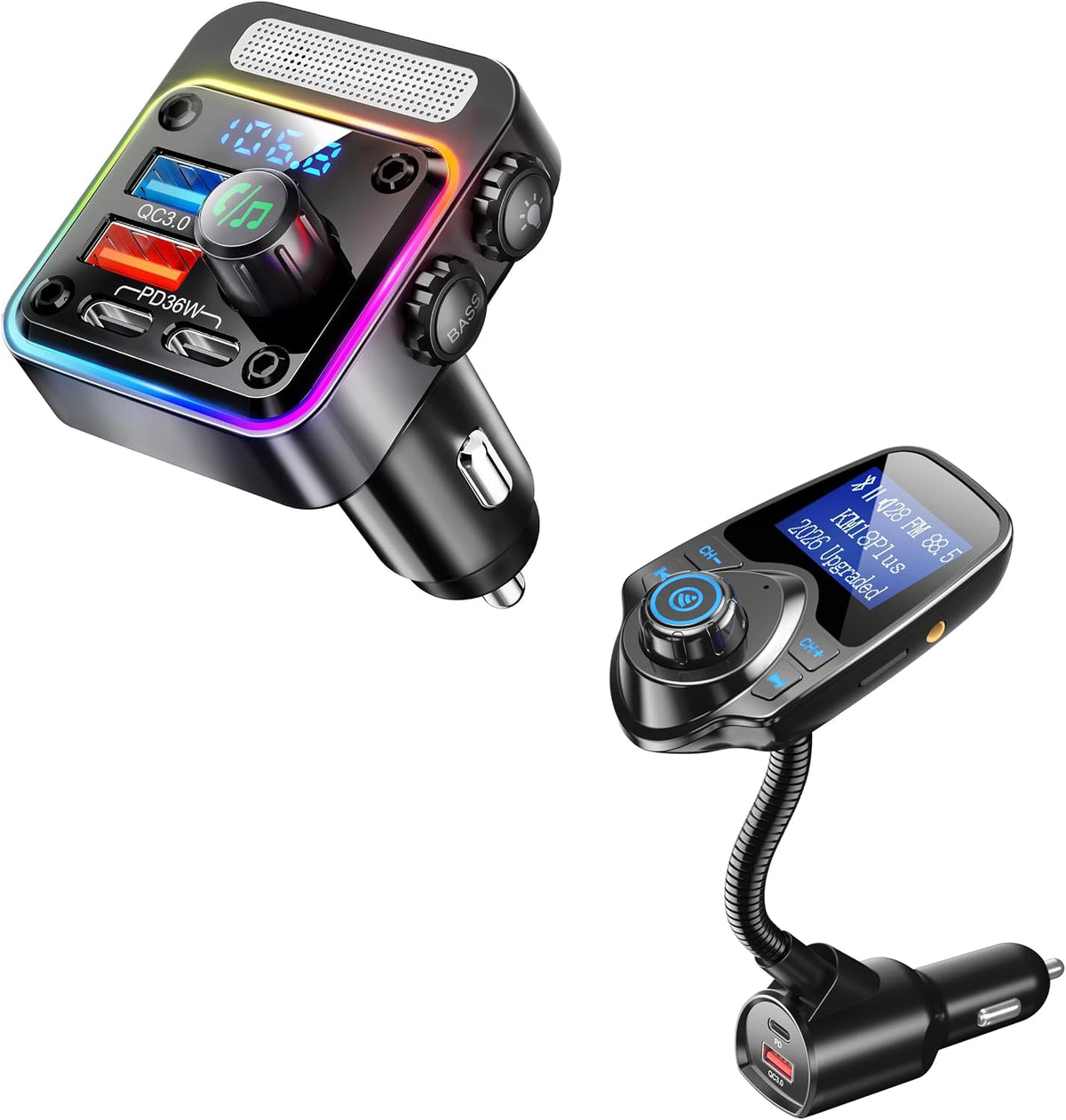 Nulaxy Nulaxy 2026 KM18 Upgraded 48W Bluetooth 5.4 Car FM Transmitter-KM18 Plus & 54W Bluetooth 5.3 Car Adapter-NX16