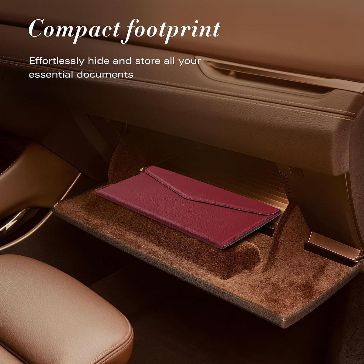 CoBak Leather Car Registration and Insurance Holder with Magnetic Compartment - Vehicle Glove Box Organizer for Driver License, Cards, Emergency Cash - Auto Truck Accessories Case, Wine Red