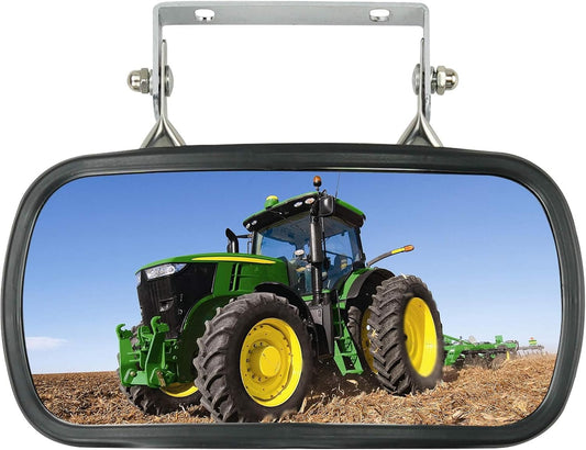 8" x 4" Stainless Steel Convex Rear View Mirror with U-Bracket for Tractors