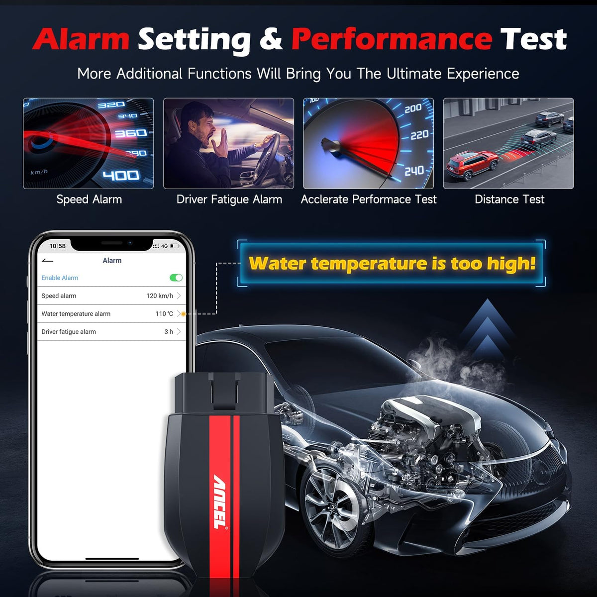 ANCEL BD200 OBD2 Scanner Bluetooth - Code Reader & Check Engine Diagnostic Scan Tools with Car Battery Test, Exclusive App on iOS & Android, Wireless OBDII Adapter Works for 1996 & Newer Vehicles