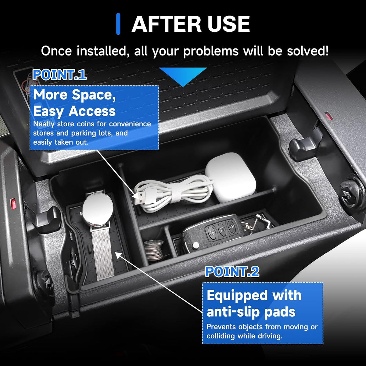 SXCY for 2026 Toyota RAV4 Center Console Organizer Armrest Console Tray