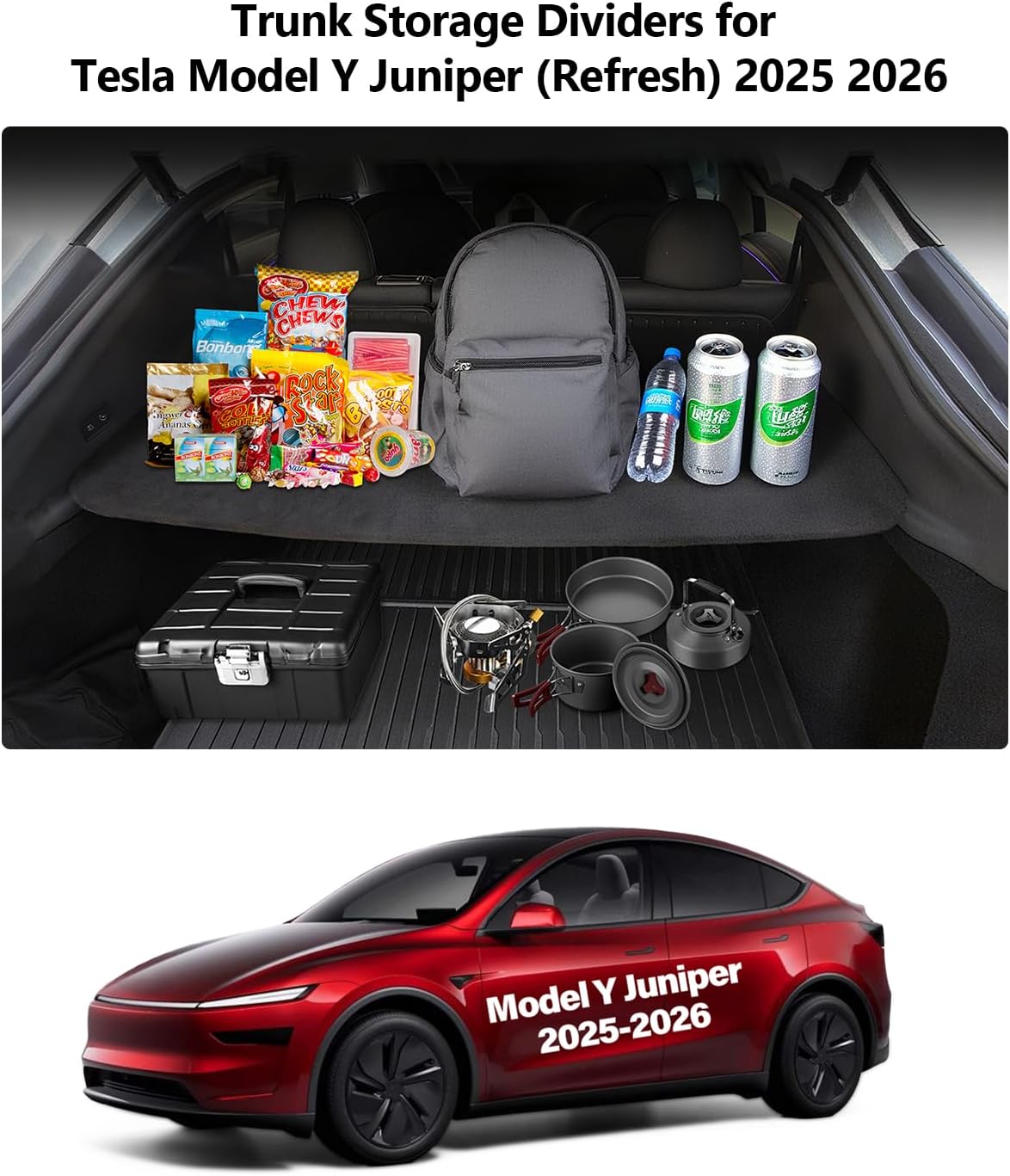 Trunk Cargo Cover for Tesla Model Y Juniper 2025 2026 Trunk Storage Board Model Y Accessories Storage Dividers Layered Partition Board Shield Shade Anti-Spy Luggage Privacy