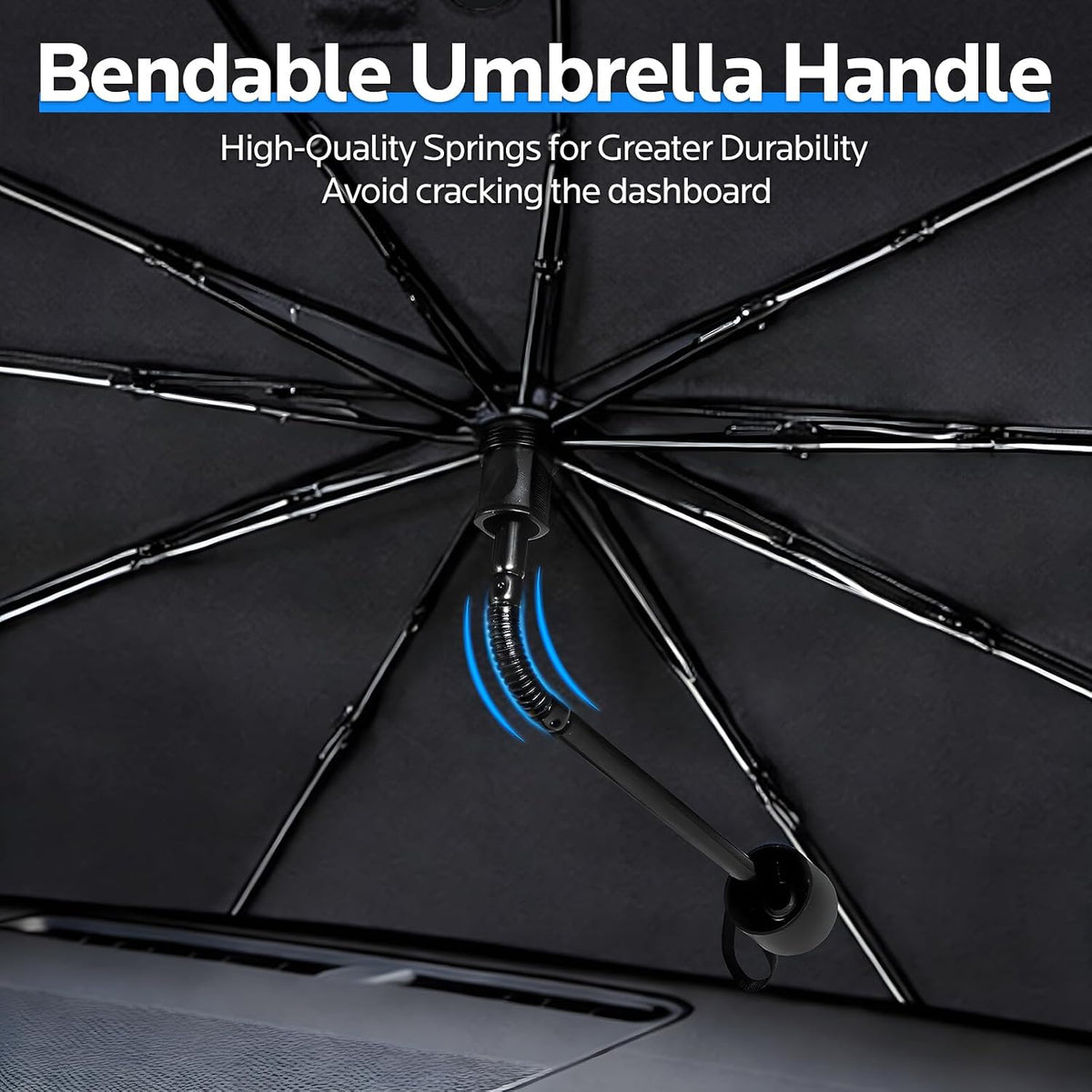 Sun Shade for Car Windshield:Windshield Sun Shade and 10 Skeletons,Protect Car from Sun Rays & Heat Damage Keep Cool and Protect Interior-56 L X 31" W