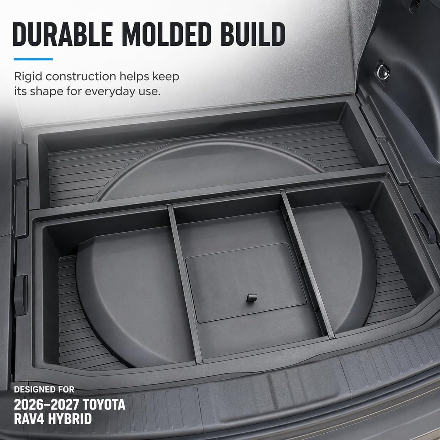 Hidden Trunk Storage Box for 2026 2027 Toyota RAV4 Hybrid, Under Floor Cargo Organizer Tray, Rear Trunk Insert Storage Bin, Multi-Compartment SUV Cargo Accessories, Black