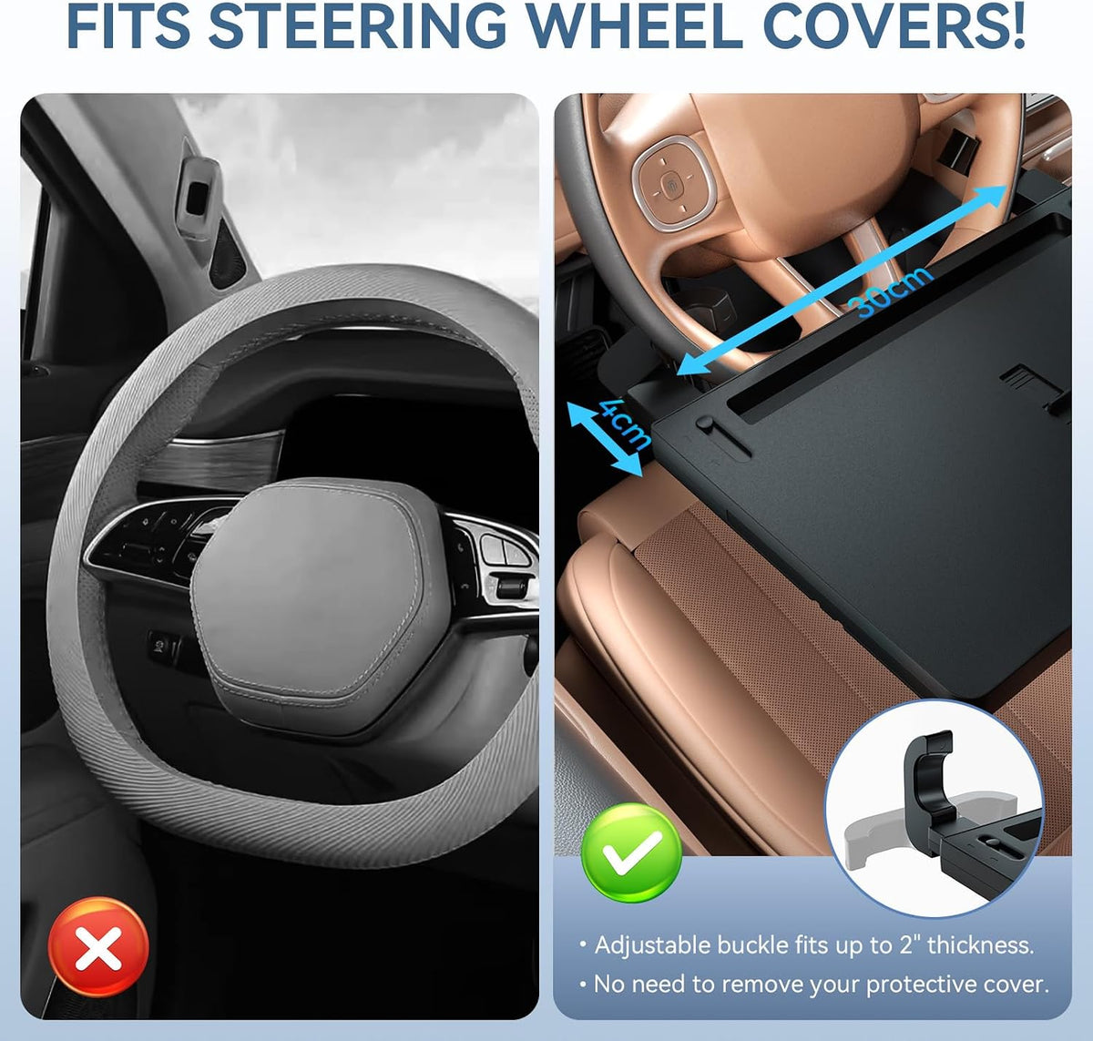 Extendable Steering Wheel Tray, Adjustable Car Laptop Desk Table