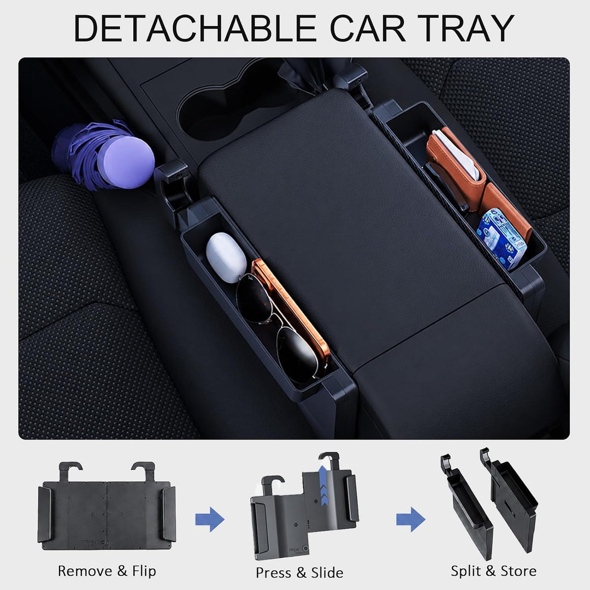 2 in 1 Steering Wheel Tray for Laptop & Eating, Adjustable Car Food Tray