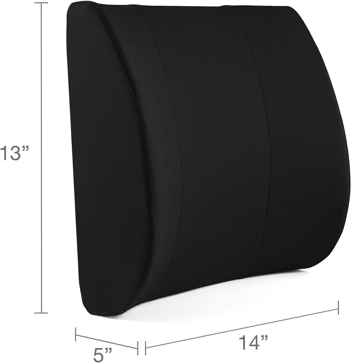 DMI Lumbar Pillow for Chair to Assist with Support with Removable Washable Cover to Ease Lower Back Pain and Discomfort while Improving Posture, 14 x 13 x 5, Contoured Foam, Premium, Black