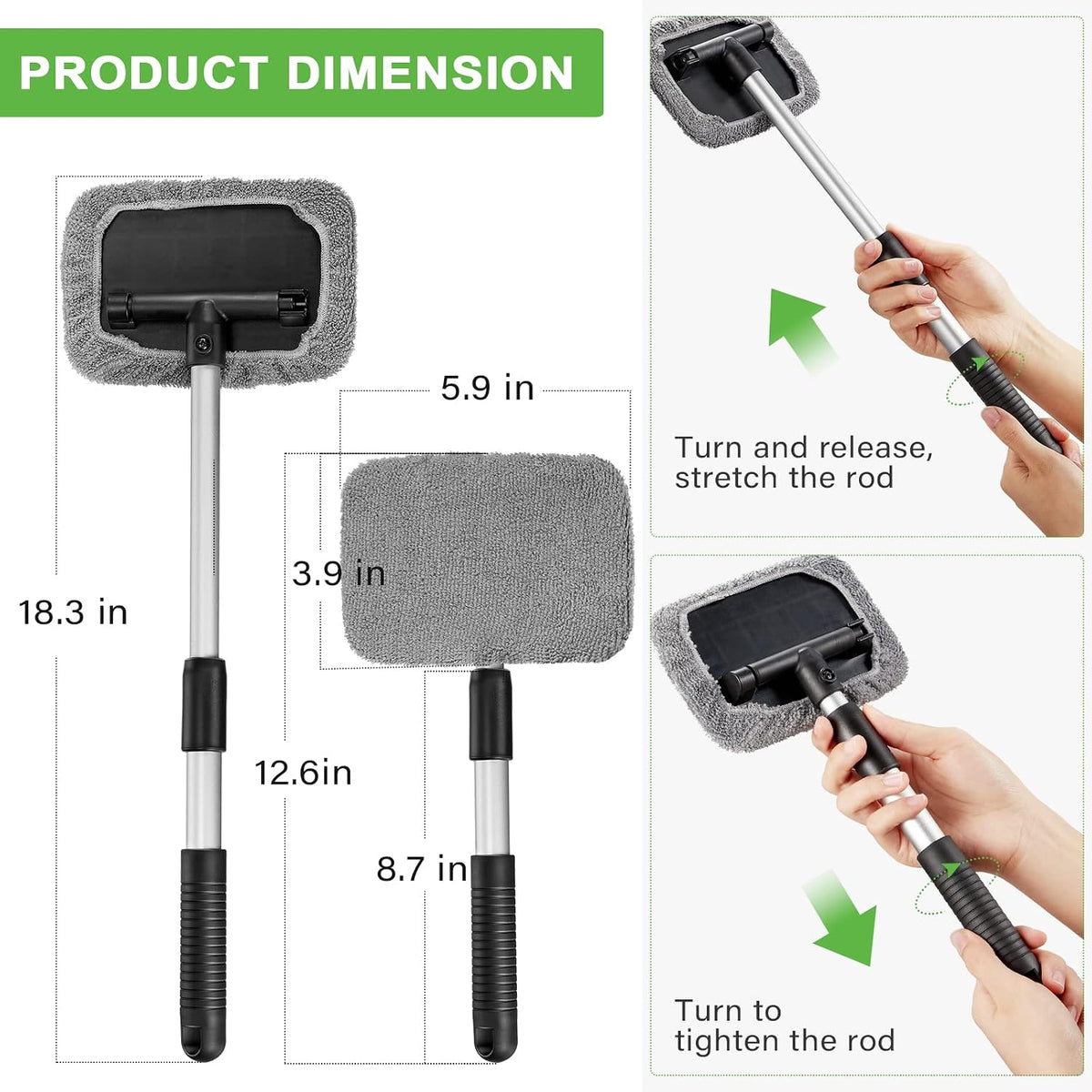 Tallew 2 Sets Windshield Cleaner Tool Car Window Cleaning Wash Kit with Detachable Handle 6 Microfiber Pads and 2 Spray Bottles Inside Windshield Cleaner Tool for Auto Glass Cleaning