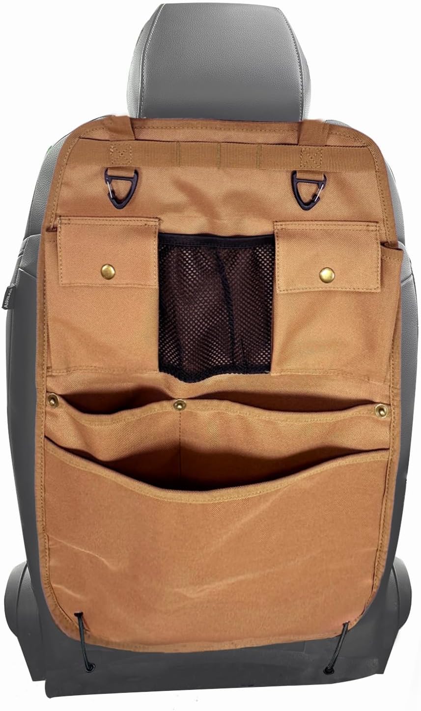 Car Seat Back Organizer with Multiple Pockets and Hooks (grey)