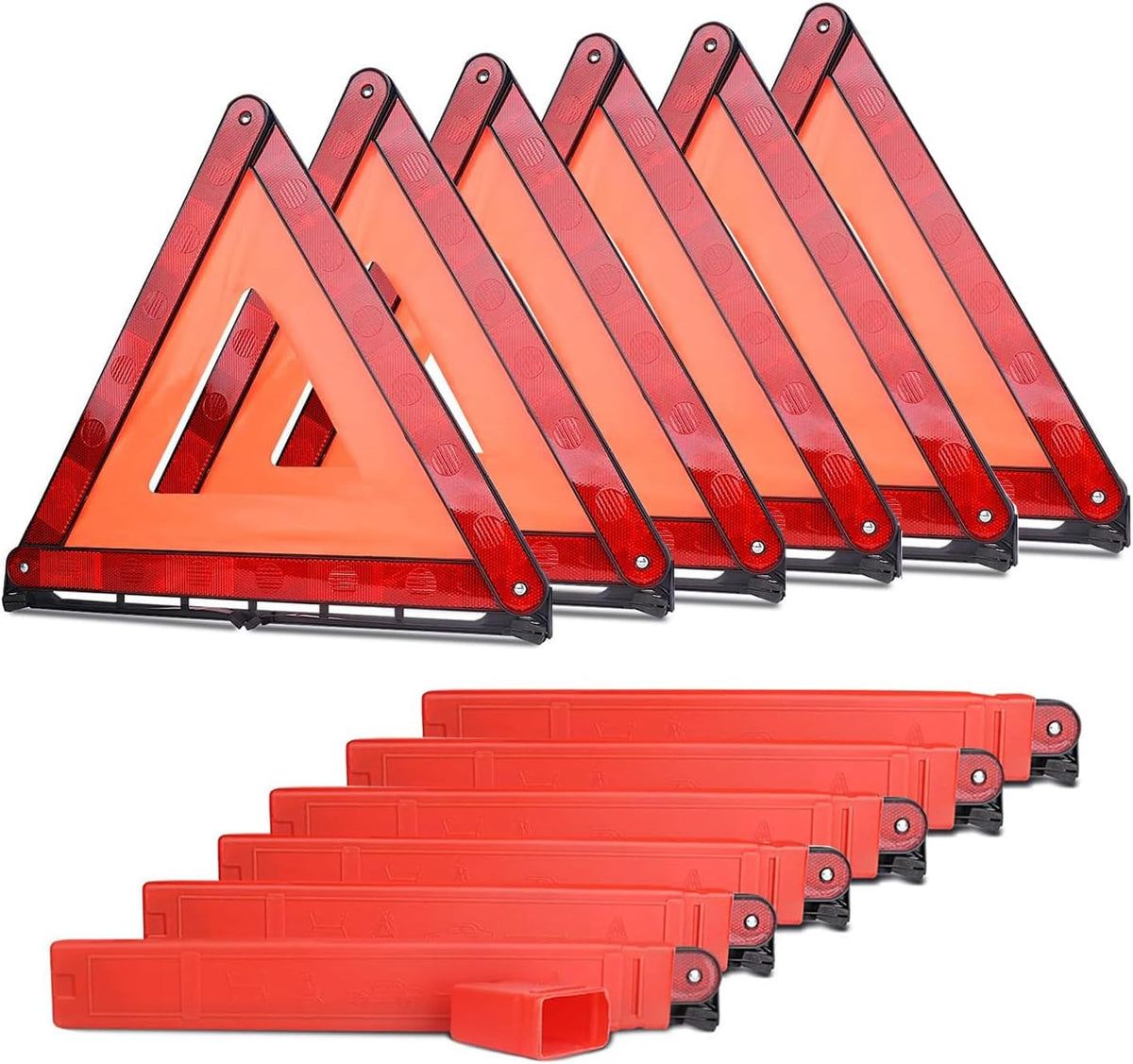 aikko Safety Triangle 6-Pack, Foldable Emergency Road Reflector Kit for Car