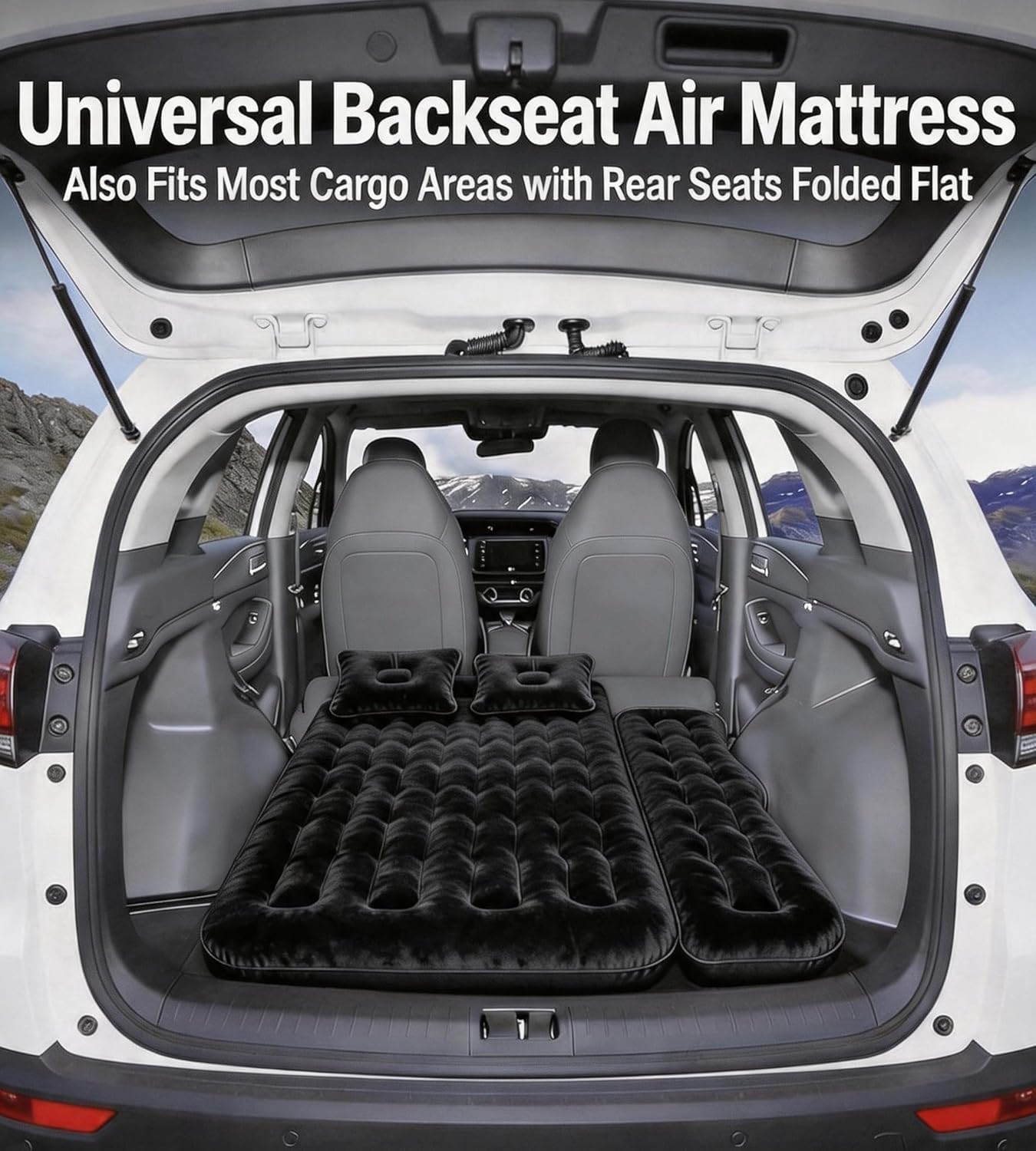 Umbrauto Car Air Mattress Backseat| Inflatable Truck Back Seat Camping Airbed for SUV Rear Seat, Blow Up Sleeping Travel Bed for Van Trunk with Pump & Pillows